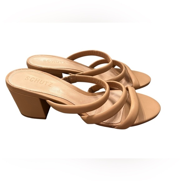 NWOB Schutz Women’s Olly Mid Block Nappa Leather Sandals in Honey Beige size 10 - Picture 5 of 8